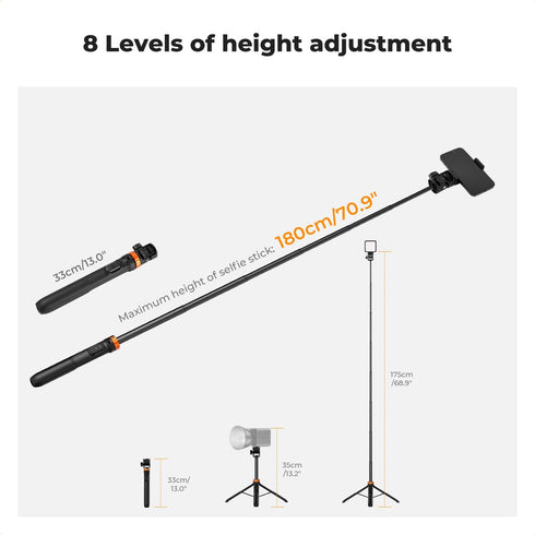 K&F Concept 69" Extendable Light Stand with 1/4" Screw, 360° Ball Head Mini Tripod for Camera, Phone, Projectors