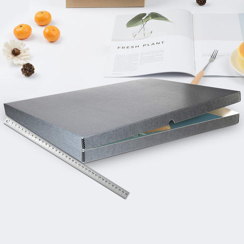 Lineco Folio Storage Box, 23.5x30.5x1.75 in, Clamshell Design with Metal Edge, Archival Boxboard for Organizing Photos,