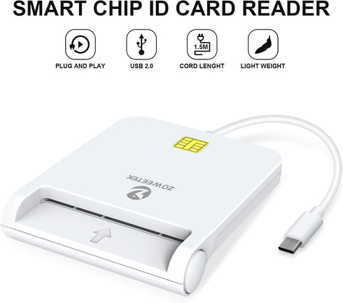 ZOWEETEK CAC Reader Military, USB C CAC Reader for Mac OS/Windows/Linux, Compatible with Military Common Access Card