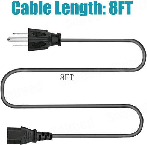 Saireed F2000 C1000 8ft Power Cable Replacement for Anker SOLIX Portable Power Station AC Cable