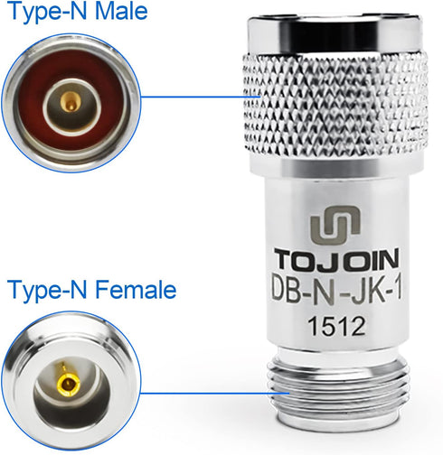 TOJOIN DC Block In-Line N Type Male to Female RF Coaxial Adapter, 50MHz-6000MHz, 0.4dB Insertion Loss, 2 PCS