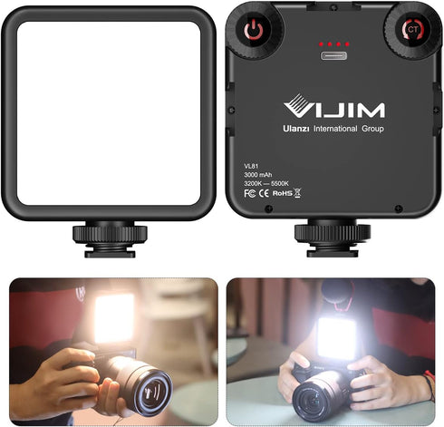VL-81 LED Video Light with Softbox, Portable Photography Light, CRI95+ Bi-Color 3200K-5600K, Rechargeable Dimmable Vlog