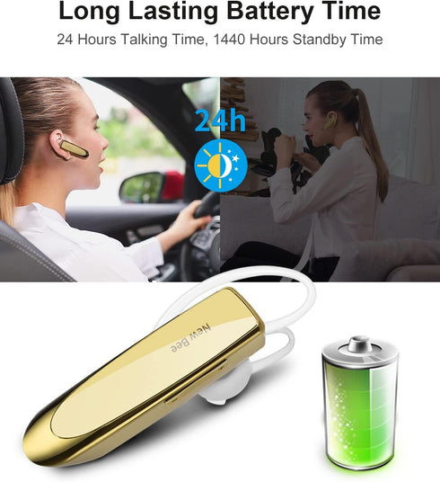 New bee Bluetooth Earpiece V5.0 Wireless Handsfree Headset with Microphone for iPhone Android