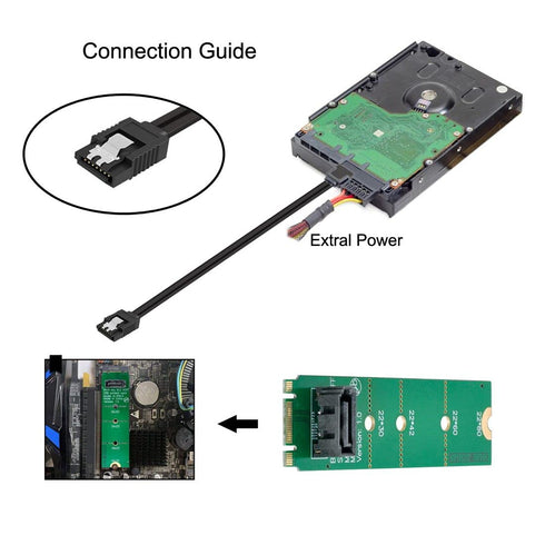 chenyang CY NGFF B/M-Key M.2 to Vertical SATA 7 Pin Hard Disk Drive SSD PCBA Extension Adapter for Motherboard