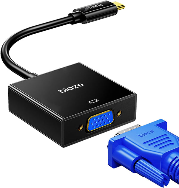 biaze USB C to VGA Adapter, PlugandPlay Type C to VGA Converter for