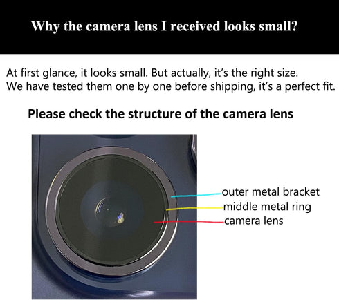 LOZOP 2 Sets 13/13 (2 Pieces/Set) Rear Camera Lens Glass Replacement with Adhesive Pre-Installed Compatible for iPhone