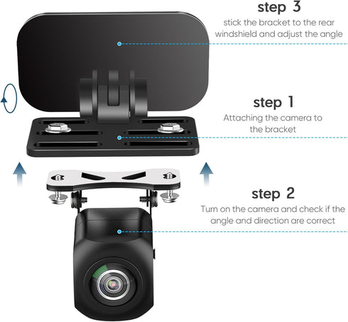 Universal Rear Camera Mount (Adhesive-2PCS), Backup Camera Bracket for Rear Dash Cam, Windshield Mount, Rear View