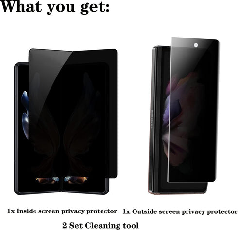 2 Pack Privacy Screen Protector for Galaxy Z Fold 3 - Anti-peep Outside + Inside Soft Film, Scratch Resistant