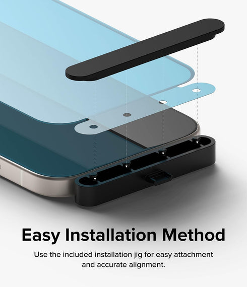 Ringke Full Cover Glass for iPhone 15 - Shatterproof 9H Tempered Glass Screen Protector, Easy Install, Case Friendly.