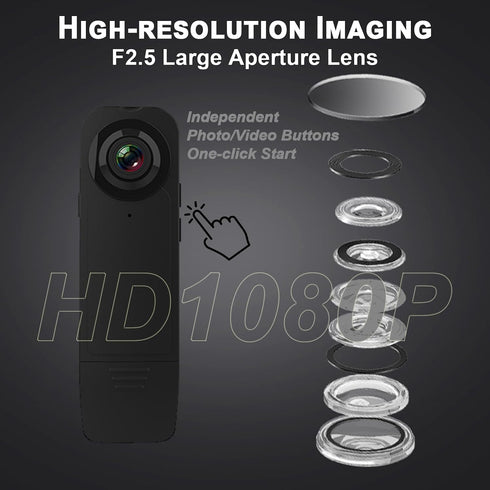 Ahheyie 1080P 64GB 4-6 Body Camera with Memory Card, Night Vision Camcorder HR Battery Life Wearable BodyCam