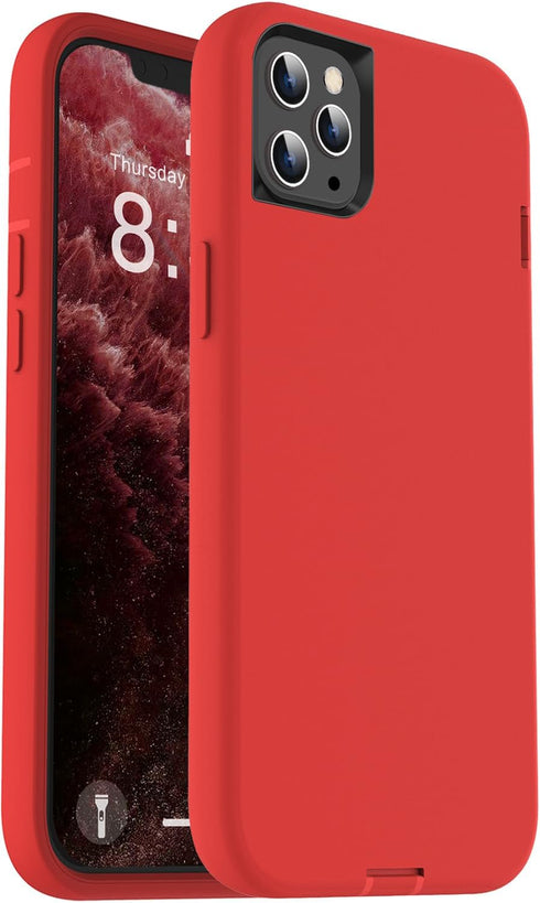 ORIbox Liquid Silicone Heavy Duty Shockproof Case for iPhone 11 Pro Max, 10 FT Military Grade Drop Protection - Red