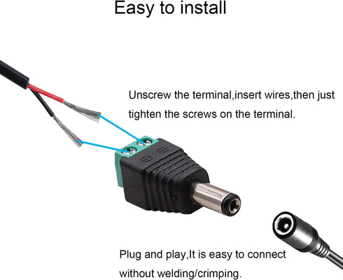 40PCS DC 12V Male Female Power Connector - 5.5 x 2.1mm Power Jack Plug Adapter for CCTV Coaxial Cable
