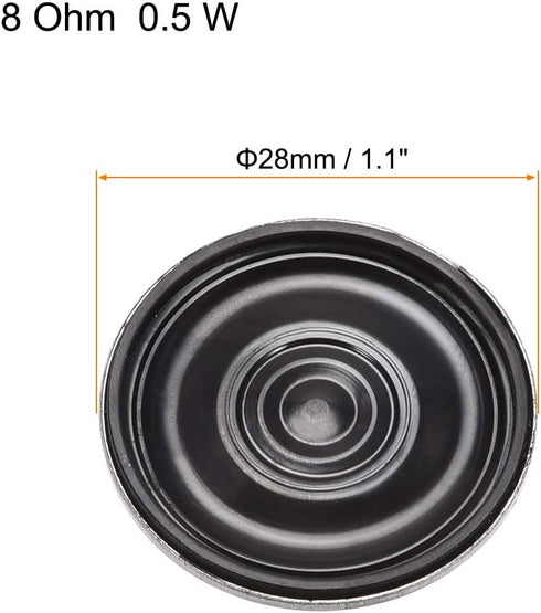 uxcell 0.5W 8 Ohm DIY Magnetic Speaker 28mm Round Shape Replacement Loudspeaker 4pcs