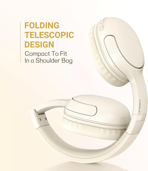 LORELEI B-E5 Kids Bluetooth Headphones, Wireless On-Ear Headsets for Child/Teens/School/Tablet, 40H Playtime, Beige