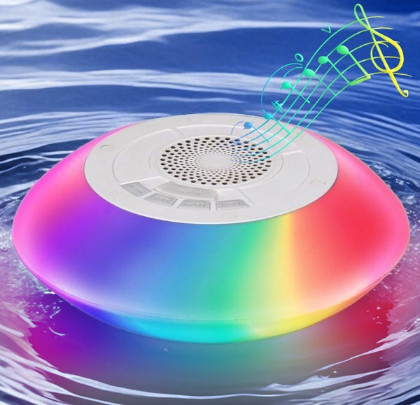 Vessena Wireless Speaker with Lights, IPX7 Waterproof Floating Pool Speaker, Portable Wireless Hot