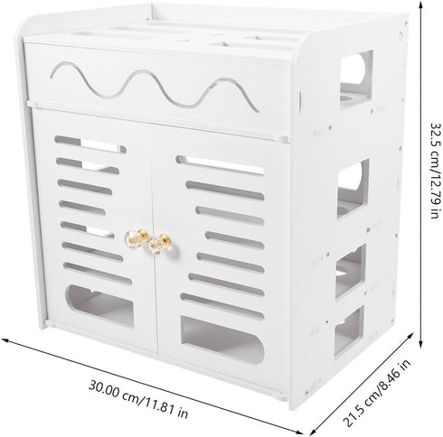 White PVC Router Storage Box: Cable Organizer Modem Cover Decorative Box for Home and Office Router Storage Rack