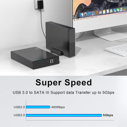 GODO 3.0 3.5 Inch 3.5 inch 18TB USB to Hard Drive Enclosure, Vertical External Hard Drive Docking with Stand for SATA