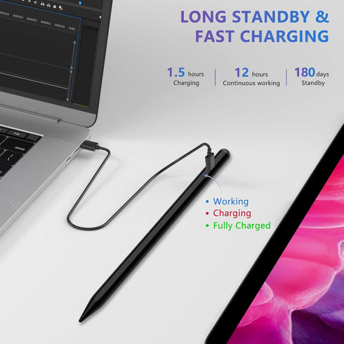 Stylus Pen for iOS & Android Touch Screens - Active Pencil for Samsung - Smart Digital Stylus for Tablets - Drawing &