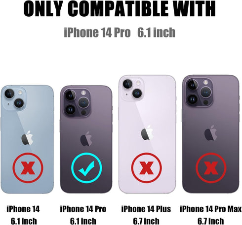 Nvollnoe iPhone 14 Pro Case with Card Holder, Heavy Duty Protective Dual Layer Shockproof Slim Wallet Case for Women &