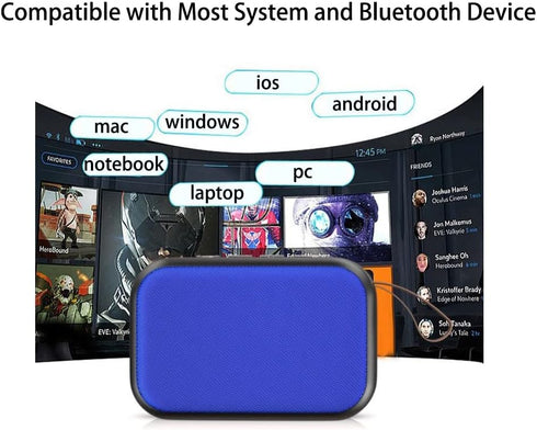 Cuifati Wireless Bluetooth Speaker, Portable Mini Subwoofer with FM Radio & Crystal Clear Stereo Sound - Blue