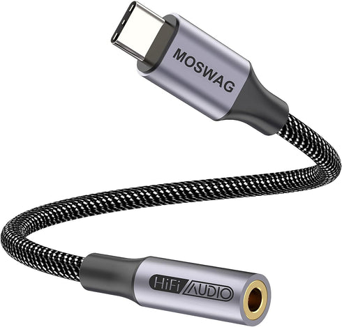 MOSWAG USB Type C to 3.5mm Headphone Jack Adapter, Audio Dongle for iPhone 15 Plus/Pro Max, Samsung