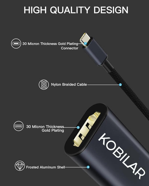 USB C to HDMI Adapter - High Resolution (4K@60Hz) Type C to HDMI Aluminum Shell for MacBook Pro/Air