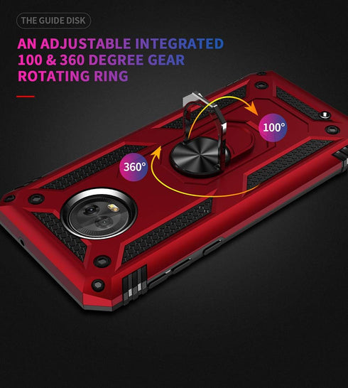 Military Grade Drop Impact Case for Motorola Moto G6, 360 Metal Rotating Ring Kickstand Holder - Rose Gold