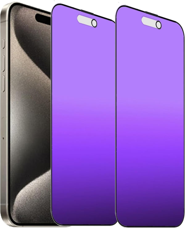 2 PCS Anti-Blue Privacy Matte Tempered Glass for iPhone 15 Pro, Anti-Glare Anti-Spy Screen Protector Film 6.1 inch