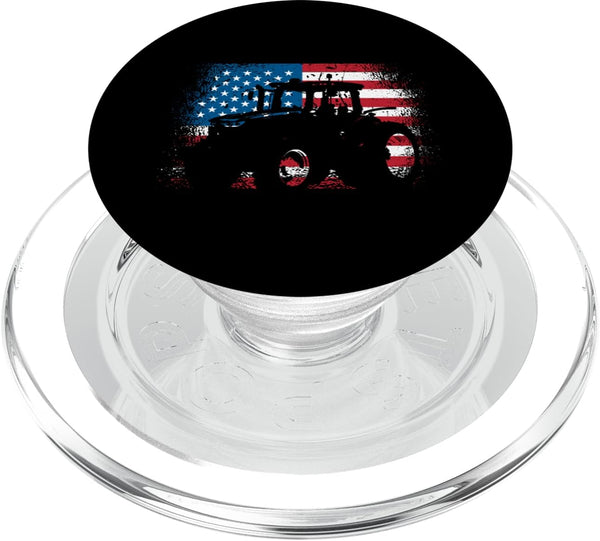 Tractor USA Flag PopSockets MagSafe PopGrip for iPhone - Patriotic Farmer Design