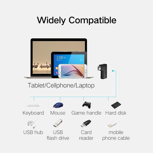 USB-C 90 Degree Angle Adapter, 2 Pack Male to Female Right & Left Angled USB 3.1 Type-C Extension
