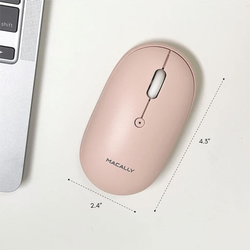 Macally Wireless Bluetooth Mouse, Strong Connection, Quiet, Comfortable, Rechargeable Mouse for Macbook Air/Pro,