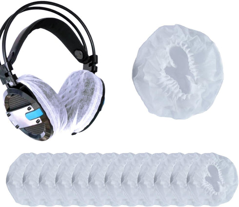 Headphone Covers, 100pcs Disposable Ear Covers, High Elastic Non-Woven Fabric for Ear Headphones (White)