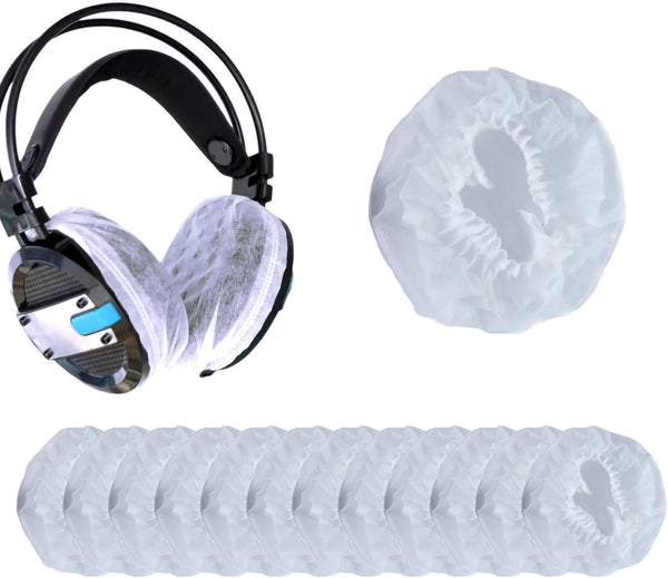 Headphone Covers, 100pcs Disposable Ear Covers, High Elastic Non-Woven Fabric for Ear Headphones (White)