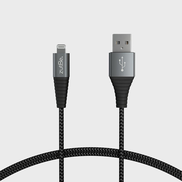MFi Certified Shield Silver&Black Lightning Cable, 3 Ft, Reinforced Kevlar Charger for iPhone 12, SE, 11, X, 8, 7, 6,