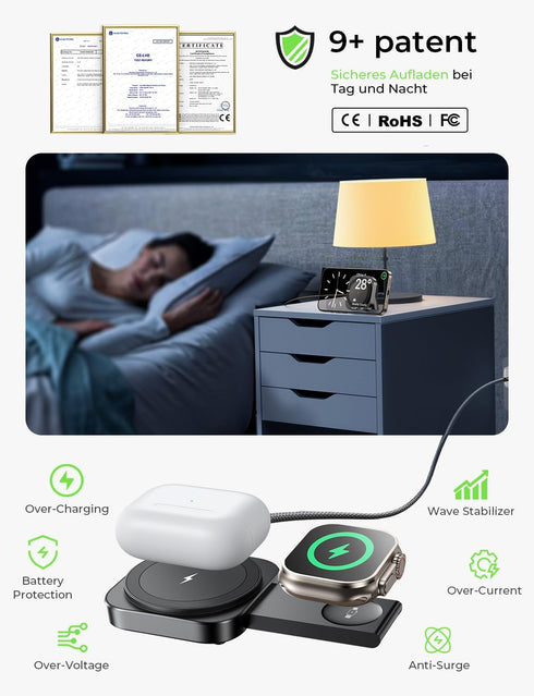 LISEN Magsafe Charger Stand for Apple, Super Portable Wireless Charging Station, Travel Essentials for iPhone and Watch