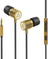 LUDOS Ultra Wired Earbuds, In-Ear Headphones with Microphone, Noise Isolating, Memory Foam for iPhone, Samsung, Gold