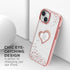 VENA vLove Glitter Clear Case for Apple iPhone 14/13 (6.1"-inch), Heart Shape Dual Layer Slim Hybrid Clear Bumper - Pink
