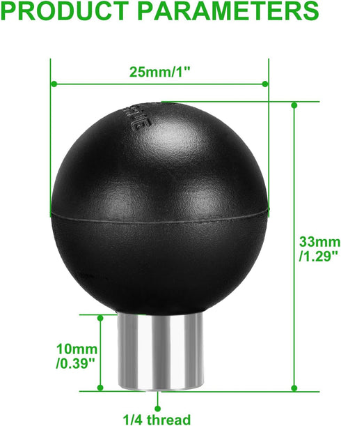 FANAUE B-0 Mount Aluminum Ball Adapter with 1/4"-20 Threaded Hole, Compatible with RAM Mount B Size Components