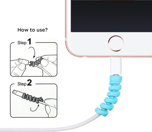 Jetec 24 Pcs Charger Cable Protector,Silicone Flexible Cable Saver,Spiral USB Mouse Wire Protector for Headphone Laptop