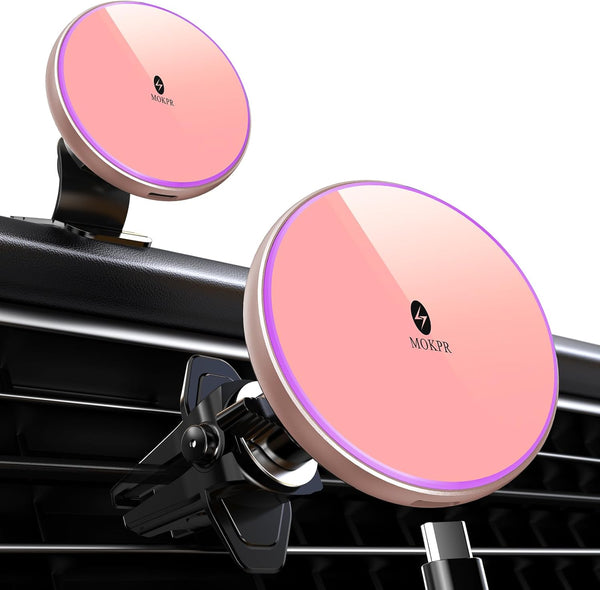 MOKPR for Magnetic Car Mount Charger-15W Wireless Car Charger-Magnetic Car Phone Holder for
