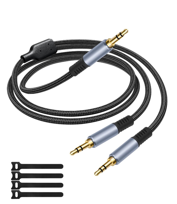 Menewstart 1/8" TRS Stereo Splitter Cable 3.3FT, Black, Male to Dual Male, 3.5mm
