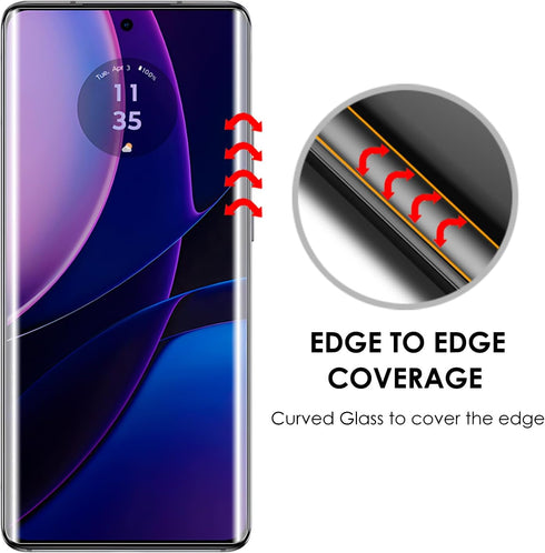 Screen Protector for Motorola Edge 2023, 3 Pack, Tempered Glass, Edge to Edge Protection