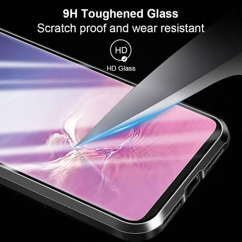 QUIETIP Compatible Case for Samsung Galaxy S20 FE, Magnetic Metal Clear Glass Case, Thin Body, Purple