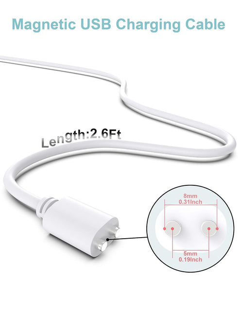 Bicmice 2.6Ft Magnetic USB DC Charger Cable Replacement Cord - White (5mm/0.2in)