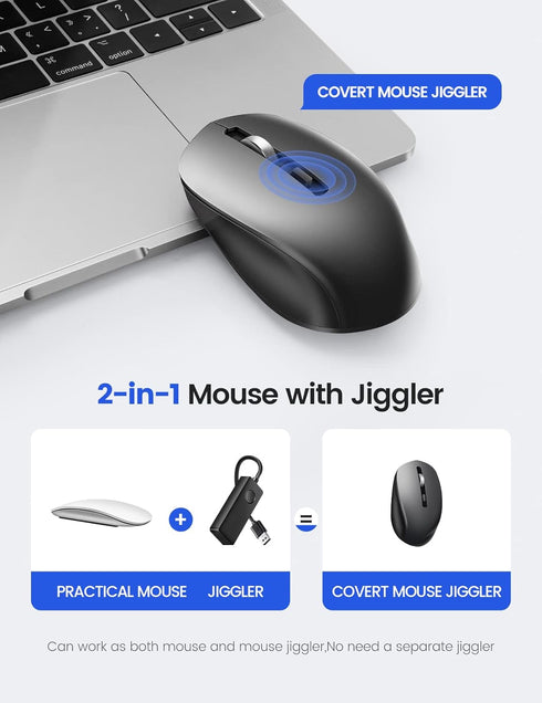Covert Mouse Jiggler,2 in 1 Mouse with Jiggler, Undetectable Mouse Mover with ON/Off Switch, Drive Free,Simulate Mouse Movement to Keep Computer Awake,Plug and Play