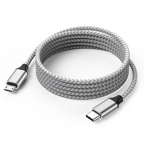 USB C to Micro USB Cable 10ft, Micro USB to USB Type C Adapter Cable for Charging Data Transmission, Braided Male to