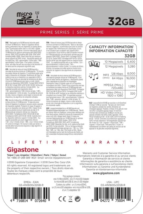Gigastone GS-4IN1600X32GB-R 4-in-1 (32GB), Prime Series microSD Card Kit Multicolored