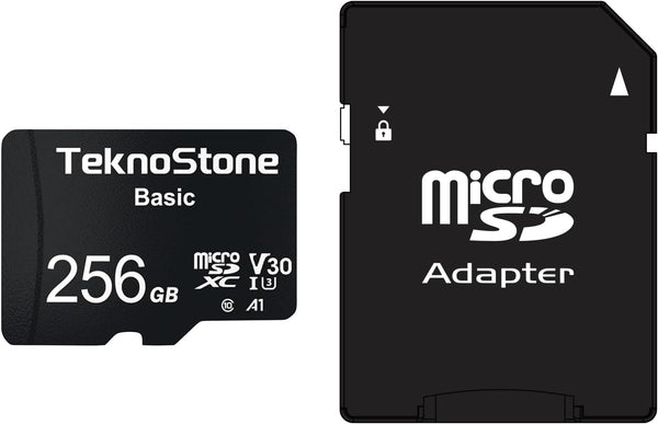 Teknostone Basic 256GB MicroSDXC Flash Memory with Adapter 90MB/s Read 50MB/s Write UHS-I