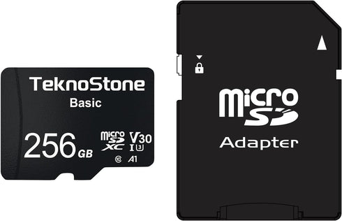 Teknostone Basic 256GB MicroSDXC Flash Memory with Adapter 90MB/s Read 50MB/s Write UHS-I