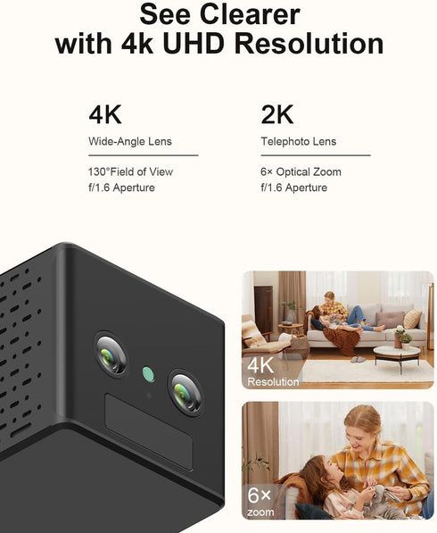 HIGSEEU 4K Wireless Security Camera, WiFi Indoor Camera, Cameras for Home Security, Baby Monitor, Nanny Cam with Night